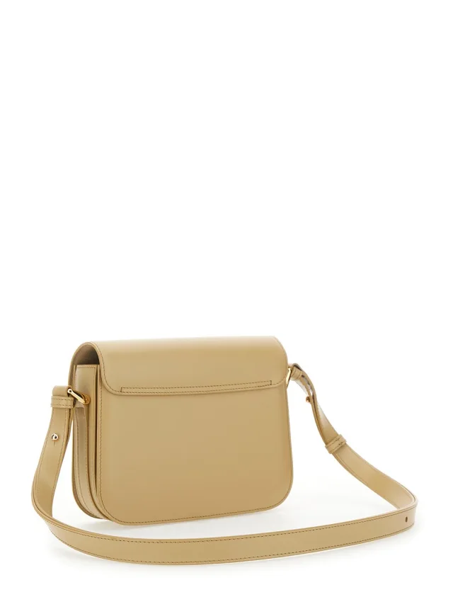 A.P.C. 'Grace Small' Beige Crossbody bag with Adjustable Strap and Logo Plate on the Front in Leather Woman in Beige 100% Cow, photo 5 of 11 from Gaudenzi Boutique
