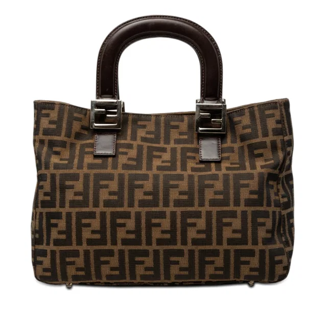 Brown Fendi Small Zucca Canvas Twins Tote in Brown Canvas from Designer Revival