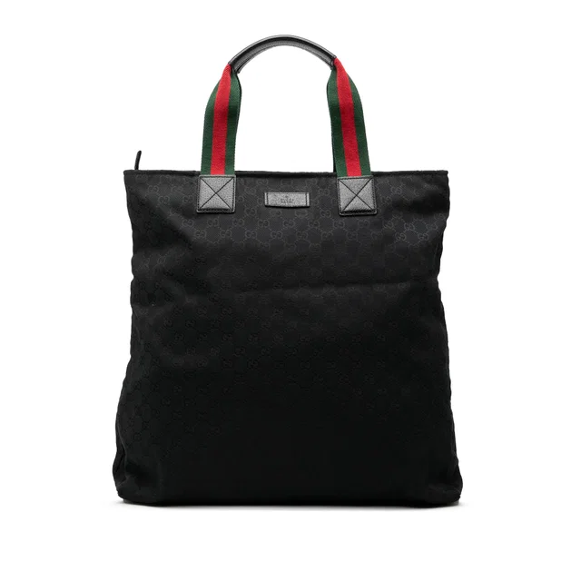 Black Gucci GG Canvas Web Tote in Black Canvas from Designer Revival, photo 1 of 1