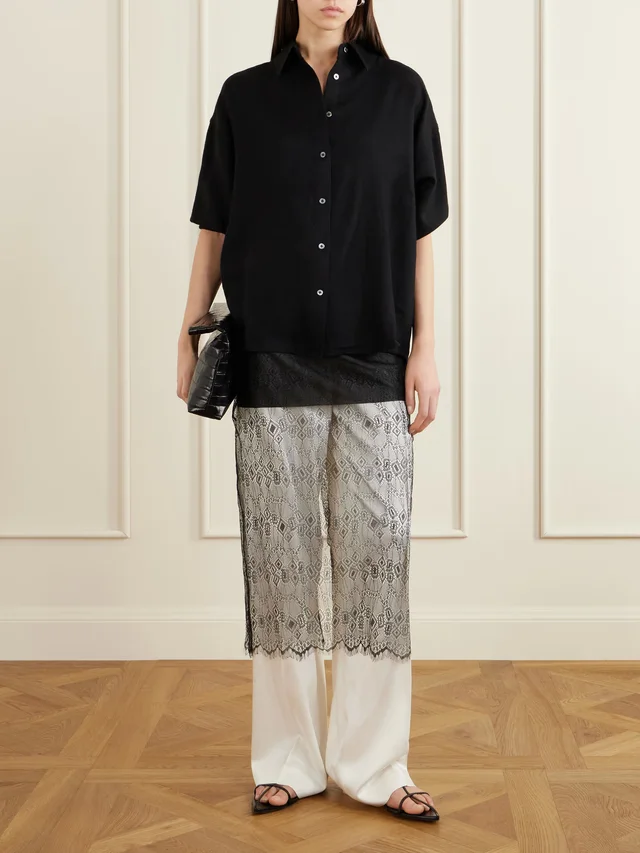 THE FRANKIE SHOP Alrose metallic lace midi skirt in Black, photo 2 of 2 from NET-A-PORTER (Canada)