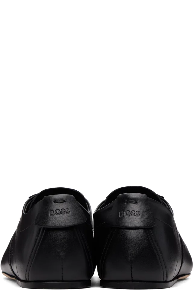 BOSS Black Debossd Logo Nappa-leather Sneakers, photo 2 of 5 from SSENSE