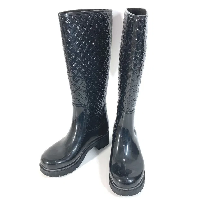 Louis Vuitton Rain Shoes Long Boots Rubber Black in Black from The Reluxe