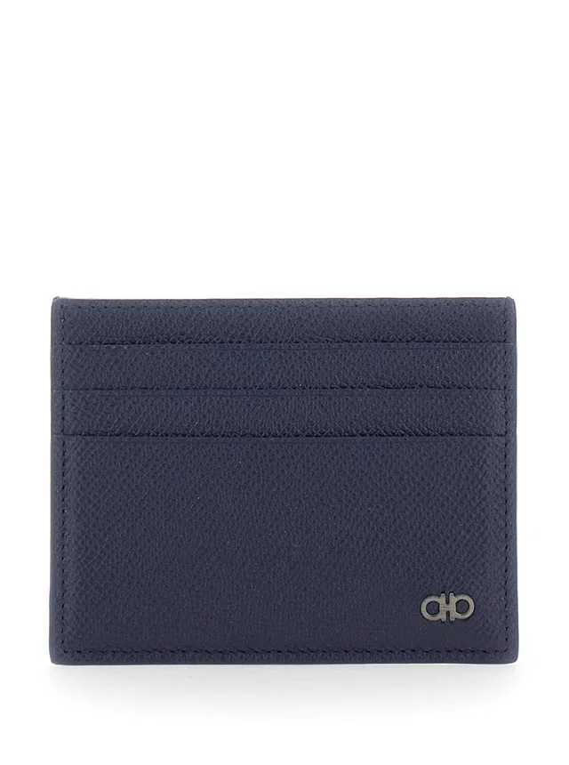 Ferragamo Grained Leather Card Case — Blue Calf Cases in Blue Caviar leather from HEWI