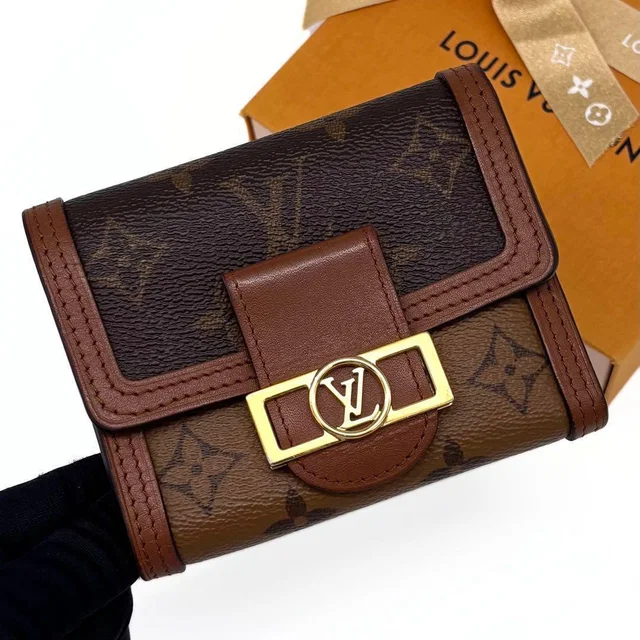 Louis Vuitton Monogram Reverse Portefeuille Dauphine Compact Wallet in Calfskin from The Reluxe