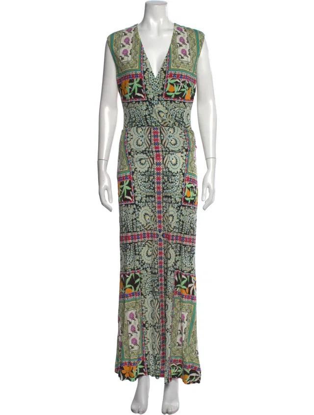 Etro Printed Long Dress in green from The RealReal