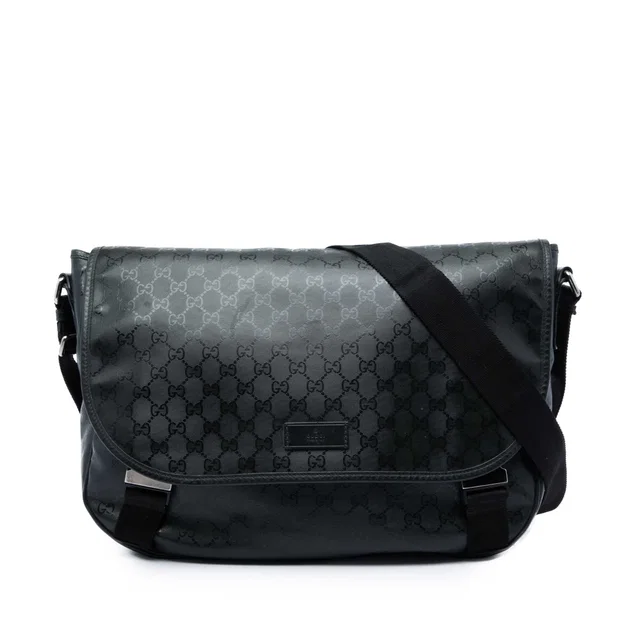 Black Gucci GG Imprime Messenger Bag in Black Coated canvas from Designer Revival