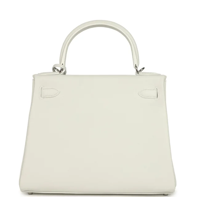 Hermès Kelly Retourne 28 New White Evercolor Palladium Hardware in White Goatskin from Madison Avenue Couture, photo 4 of 9
