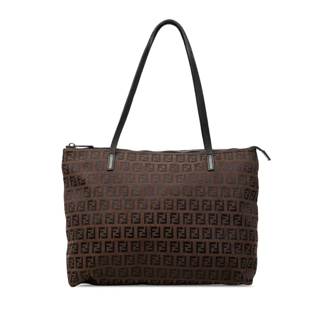 Brown Fendi Small Zucchino Canvas Tote in Brown Canvas from Designer Revival