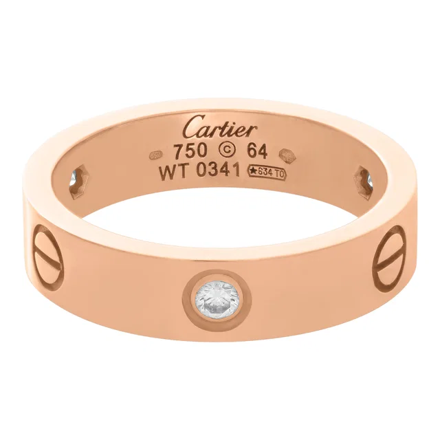 Cartier "Love" ring in 18k pink gold with 3 diamonds in Pink Rose Gold from Gray And Sons