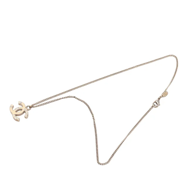 Gold Chanel CC Gold Plated Enamel and Strass Pendant Necklace in Gold from Designer Revival