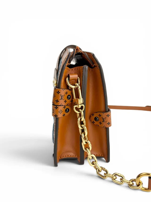 Louis Vuitton Limited Edition Denim Calfskin Malletage Trunk Clutch in Calfskin from Season 2 Consign, photo 5 of 10