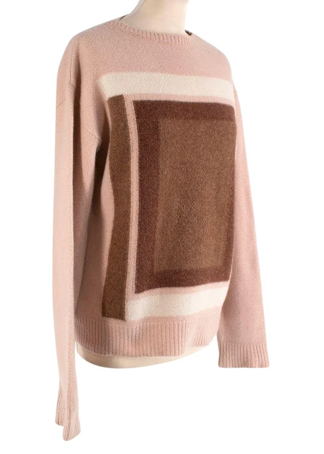 Dior Light pink square intarsia knit cashmere jumper in Pink Cashmere from HEWI