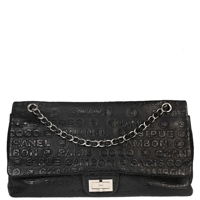 Chanel 2008-2009 Black Calfskin Unlimited 2.55 Maxi Double Flap Shoulder Bag in Black Calfskin from AMORE Vintage Tokyo