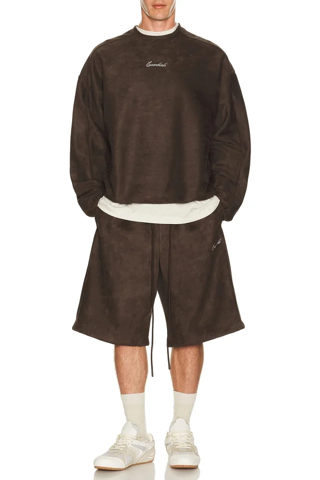 Fear of God ESSENTIALS Signature Modern Crewneck Sweatshirt in Brown, photo 3 of 5 from REVOLVE (Canada)