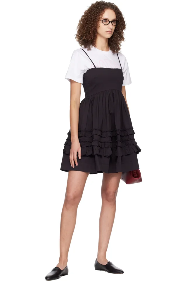 GANNI Black Frill Minidress, photo 4 of 4 from SSENSE