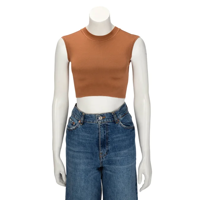 Hermès Double Sided Silk Knit Crop Top FR 38 in Brun Noisette Silk from Blue Spinach