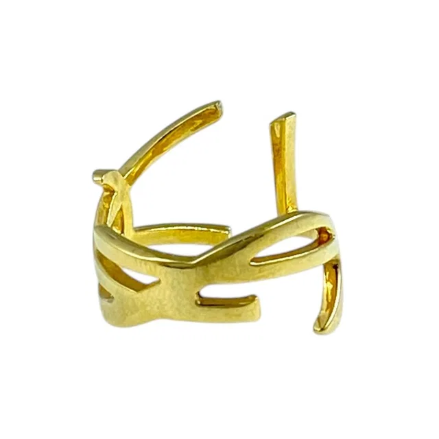 Opium Cassandra Twist Ring YSL Logo Metal Gold in Gold from The Reluxe