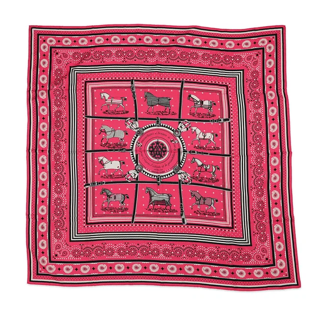 Hermès Giant Square Couvertures et tenues de Jour Size 140 Rose Bonbon/Black Cashmere Silk in Black Silk from GALLERY RARE