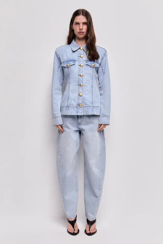 AJE Tia Denim Fitted Shirt in Blue from Aje, photo 1 of 1