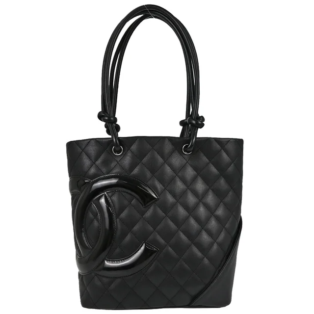 Chanel 2012 Black Calfskin Cambon Ligne Tote Handbag in Black Calfskin from AMORE Vintage Tokyo