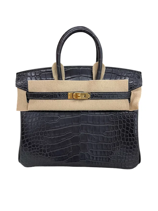 Hermès Birkin 25 Graphite Alligator GHW #K in Grey Crocodile from Luxury Promise