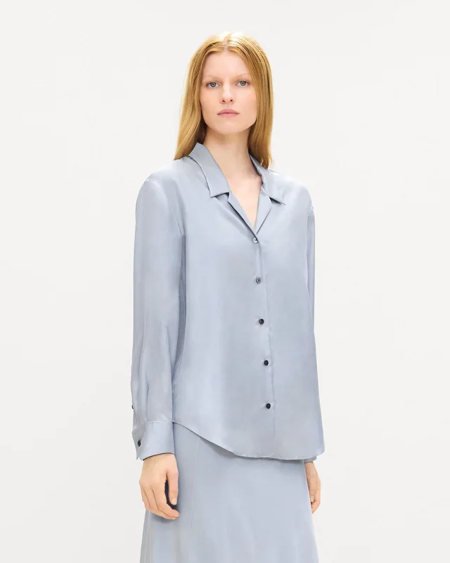 Theory Boxy Button-Up Shirt in Mod Silk Twill, photo 4 of 4 from Theory