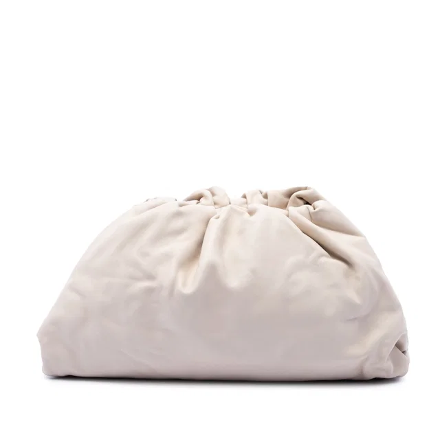White Bottega Veneta Lambskin The Pouch Clutch Bag in White Lambskin from Designer Revival