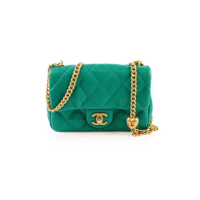 Chanel Mini Sweetheart Flap Green Caviar in Green Caviar leather from The Purse Affair