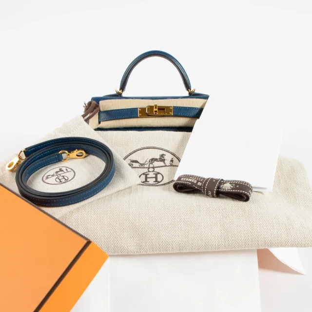 Hermès Kelly Mini II Deep Blue Madame GHW in Blue Leather from Labellov, photo 2 of 17