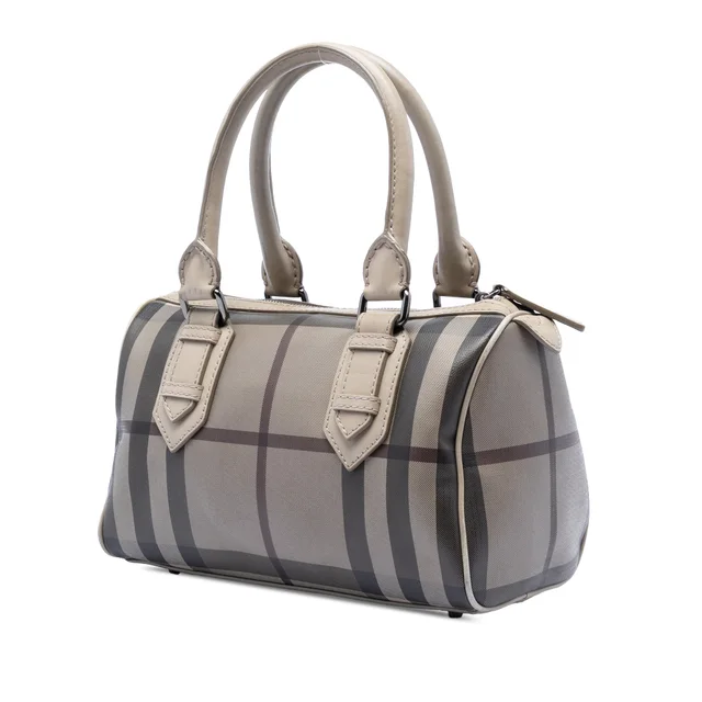 Grey Burberry Smoke Check Coated Canvas Chester Boston Bag in Grey Coated canvas from Designer Revival, photo 2 of 2