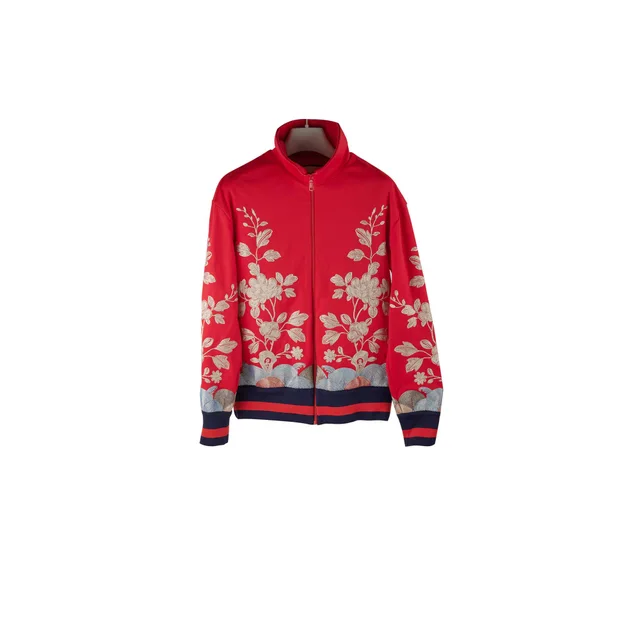 Gucci Floral Embroidery Track Jacket Red in Red from The Purse Affair