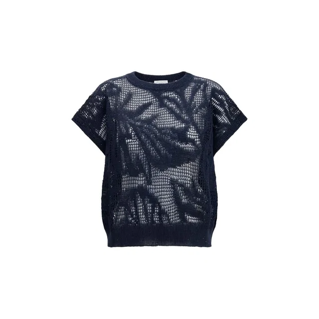 Brunello Cucinelli Blue Linen T-Shirt in Blue from HEWI