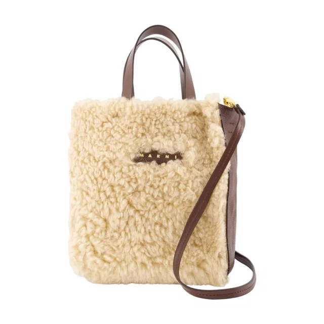 Marni Museo Tote Bag — Beige Lambskin in Beige Lambskin from HEWI