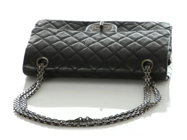 Chanel Quilted Distressed Calfskin Reissue 225 in Black Calfskin from Ann's Fabulous Finds, photo 8 of 10