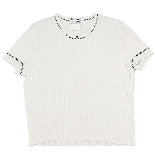 Chanel 1996 Short Sleeve Top White #38 in White from AMORE Vintage Tokyo