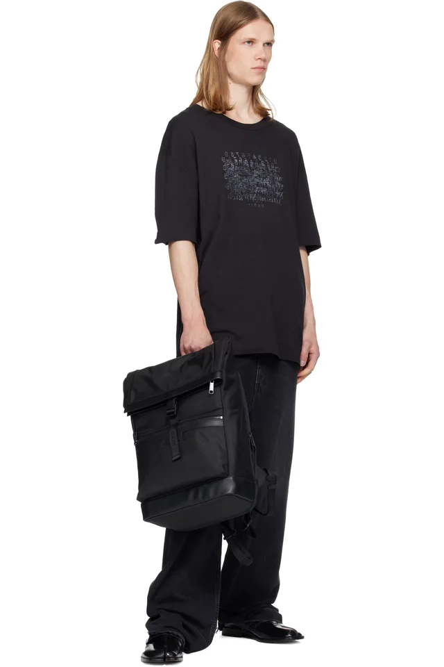 BOSS Black Canvas Flap Backpack, photo 4 of 4 from SSENSE