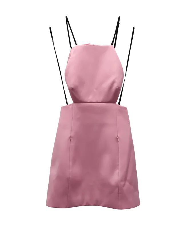 alexanderwang Alexander Wang Cutout Mini Dress with Charms in Light Pink Polyester in Pink, photo 2 of 6 from ShopSimon