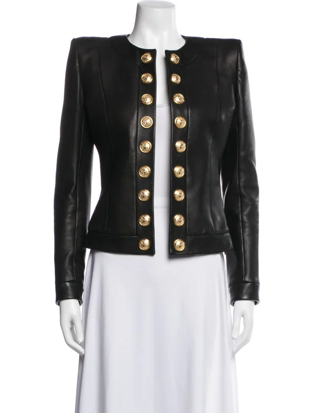 Balmain Lamb Leather Blazer in black Lambskin from The RealReal