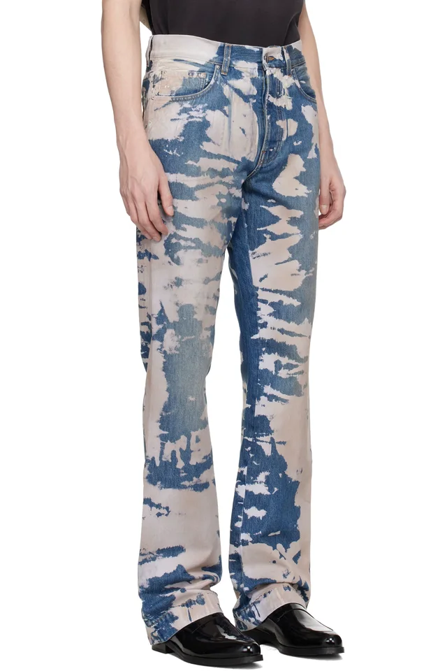 AMIRI Blue Bleached Straight Flare Jeans, photo 2 of 4 from SSENSE