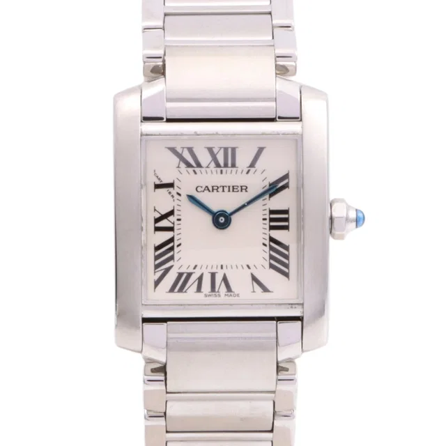 Cartier Tank Française SM W51008Q3 Quartz Ivory in White from VINTAGE QOO TOKYO