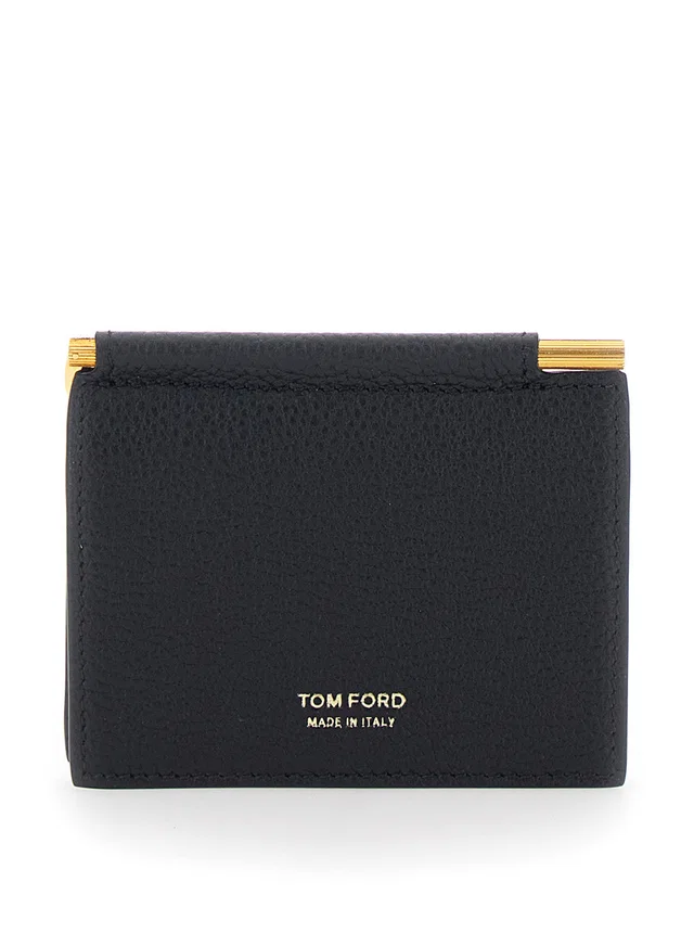 Tom Ford Bi-Fold Leather Wallet — Black Calf in Black Leather from HEWI