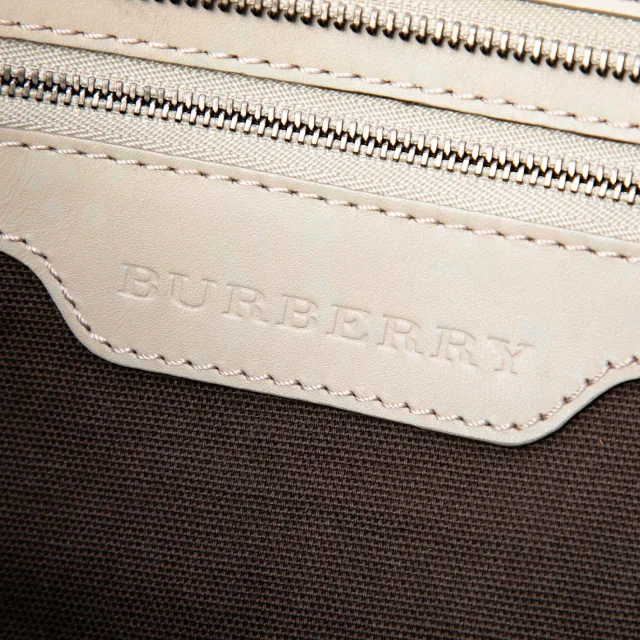 Beige Burberry Smoke Check Coated Canvas Tote in Beige Coated canvas from Designer Revival, photo 5 of 7