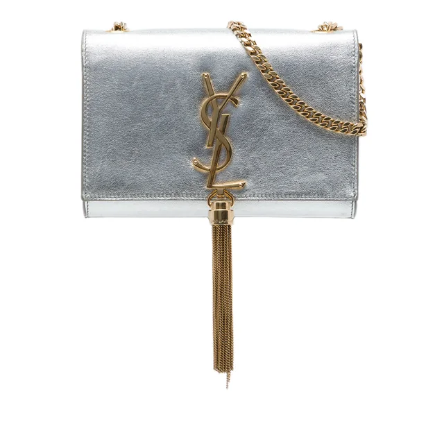 Silver Saint Laurent Small Metallic Calfskin Monogram Kate Tassel Crossbody in Silver Calfskin from Designer Revival, photo 1 of 1