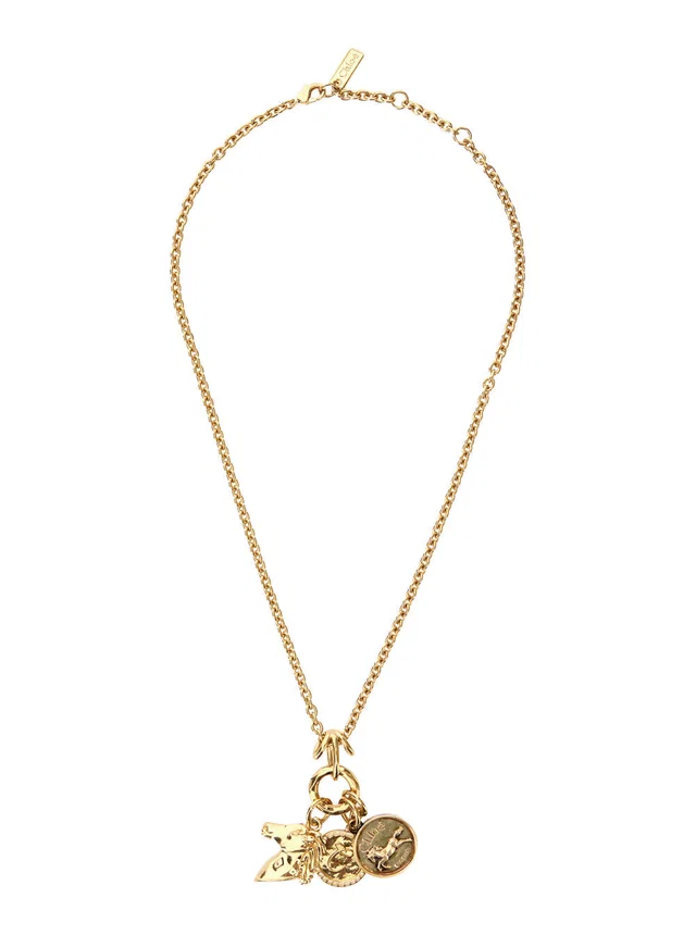 Chloé Three-Charm Chain Necklace — Gold Brass With Gold-coloured Logo Necklaces in Gold from HEWI