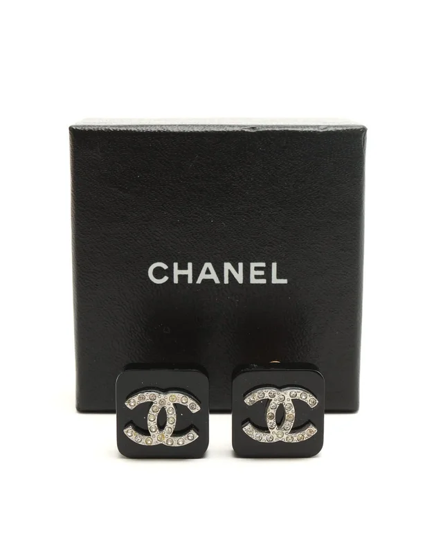 Chanel Coco Mark Resin Rhinestone Clip-on Earrings in Resin from A Retro Tale, photo 2 of 5