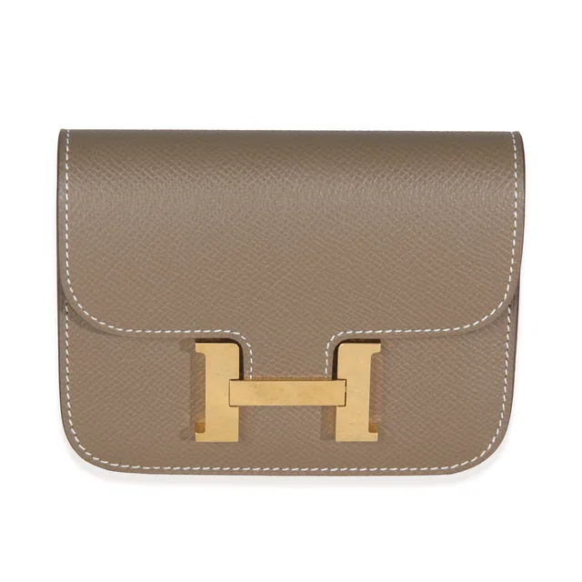 Hermès Etoupe Epsom Constance Slim Wallet GHW in Taupe Epsom leather from myGemma