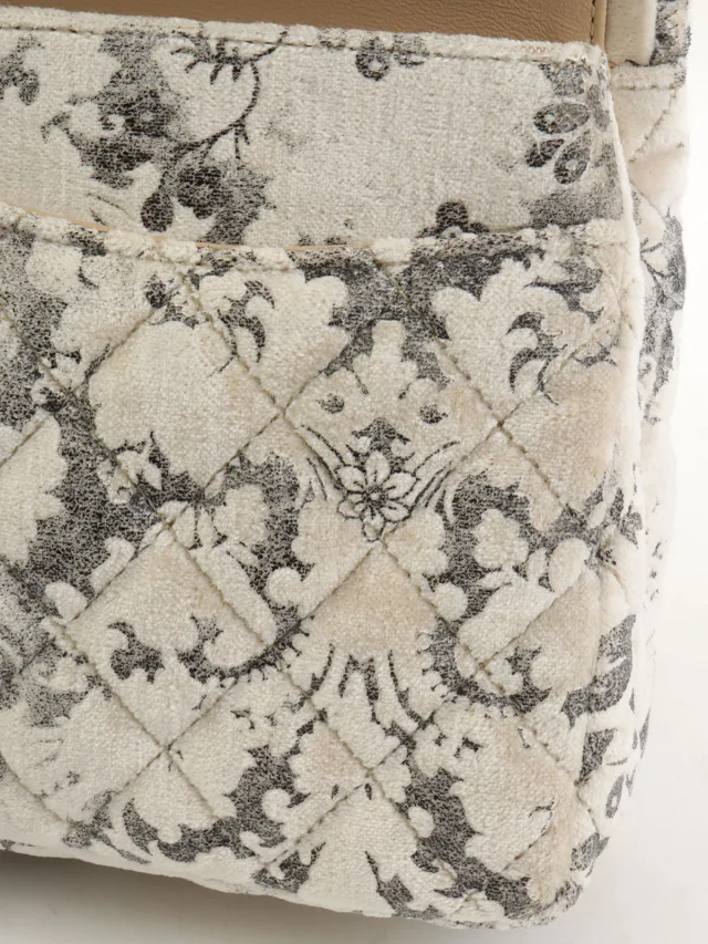 Chanel Circa 2009 Velour Flower Pattern Classic Flap Chain Bag 25cm in Velvet from VINTAGE QOO TOKYO, photo 13 of 20