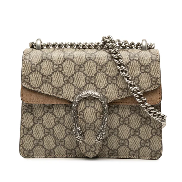 Brown Gucci Small GG Supreme Dionysus Crossbody in Brown Suede from Designer Revival