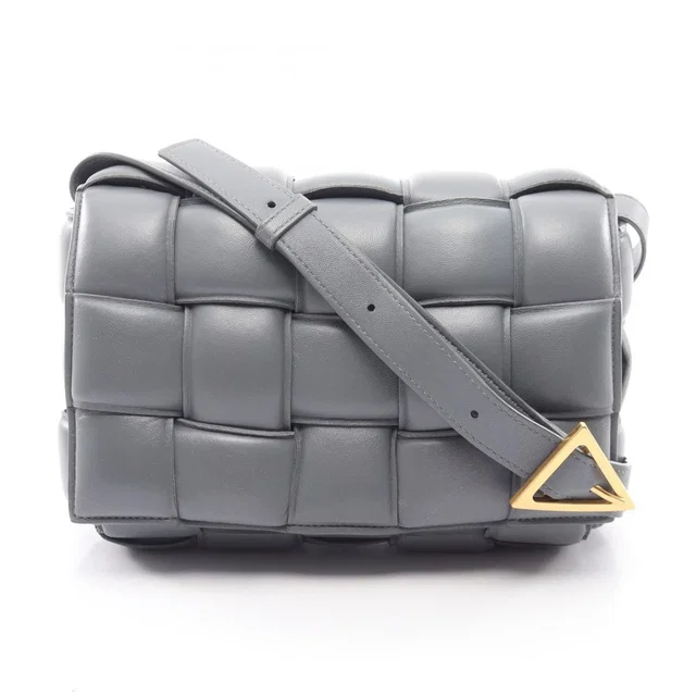 Bottega Veneta Shoulder Bag Padded Cassette Intrecciato Gray Leather Maxi in Grey Woven leather from The Reluxe