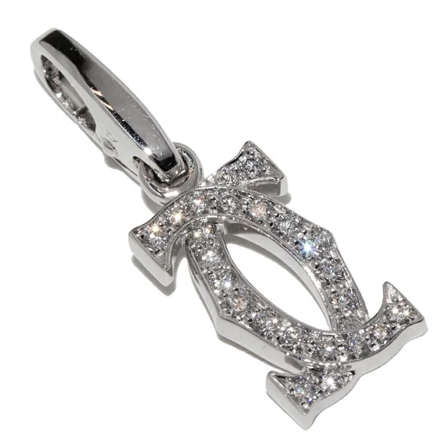 Cartier 2C Charm Au750 White Gold Diamond Pendant in White from LuxUness